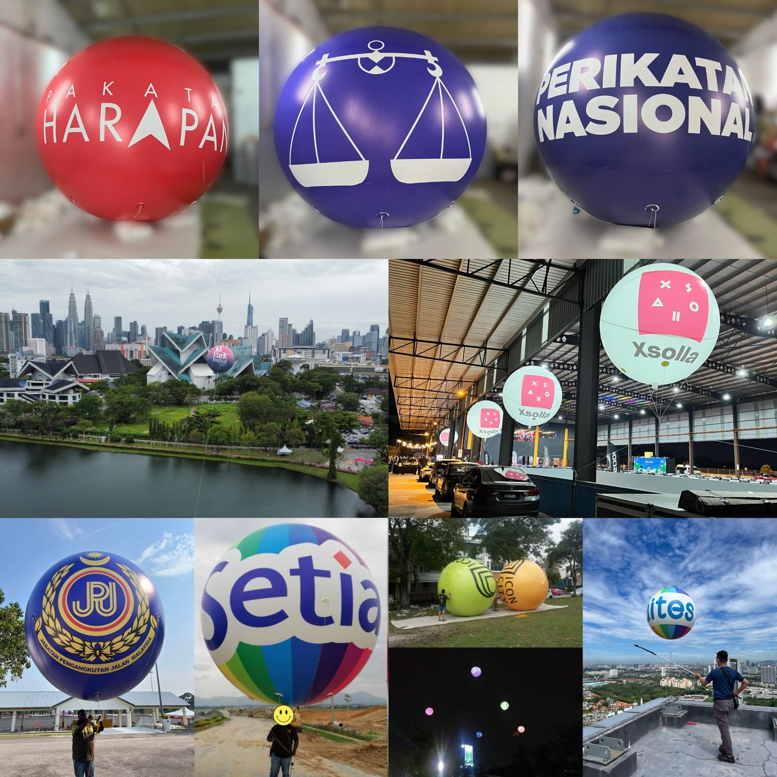 Giant advertising balloons installed at an event in Malaysia