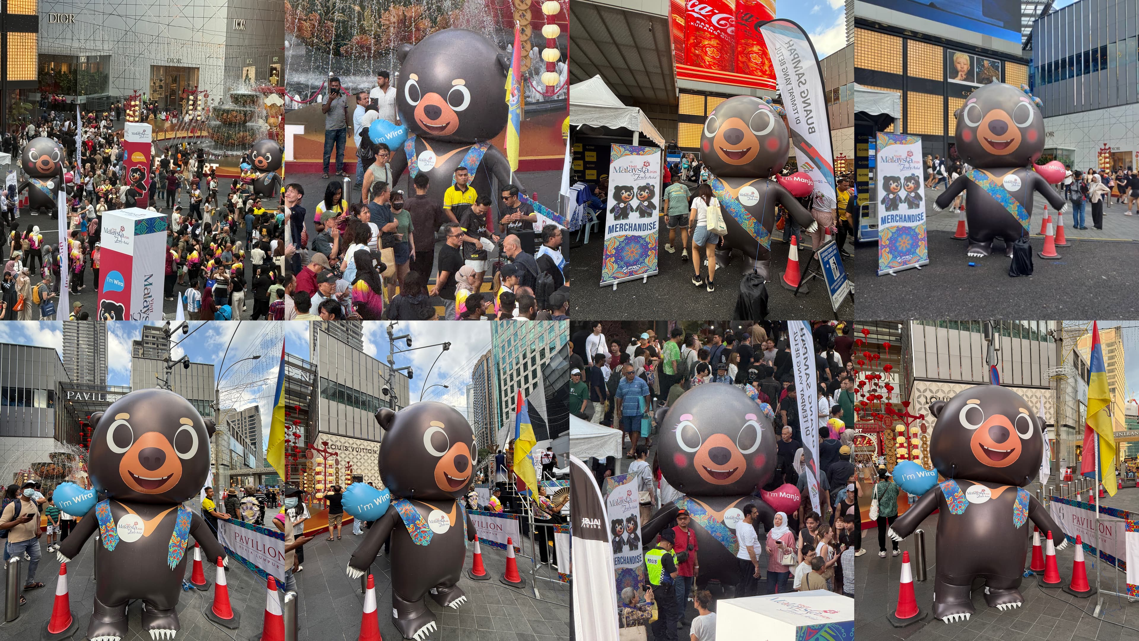 Visit Malaysia Sun Bears Inflatable Mascots Installed at Pavilion KL for Music Night Run VM2026