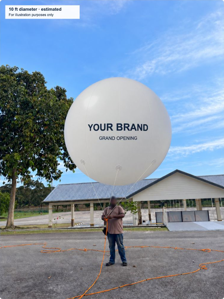 Example illustration of an advertising balloon with sample branding
