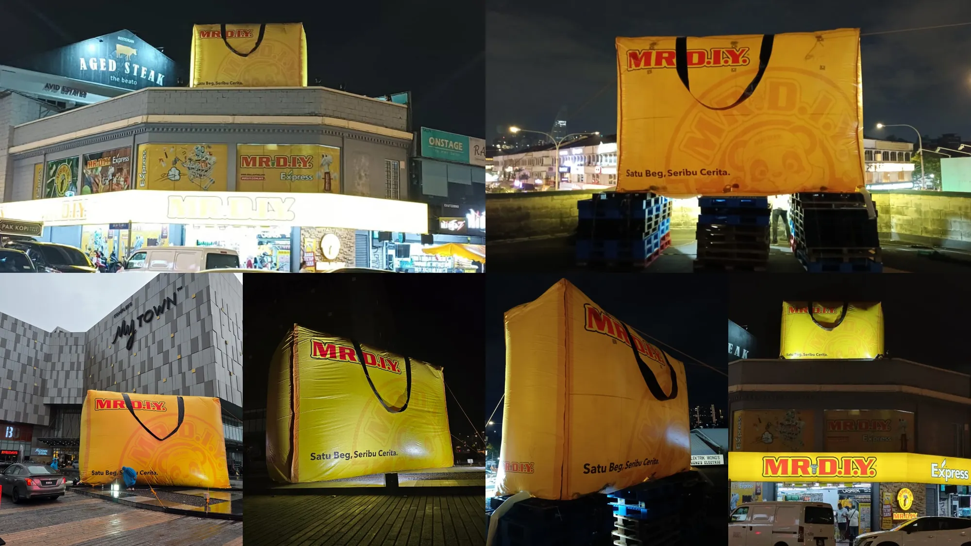 30 feet MR. DIY Inflatable Replica Bag installed at Bangsar & Mytown, KL